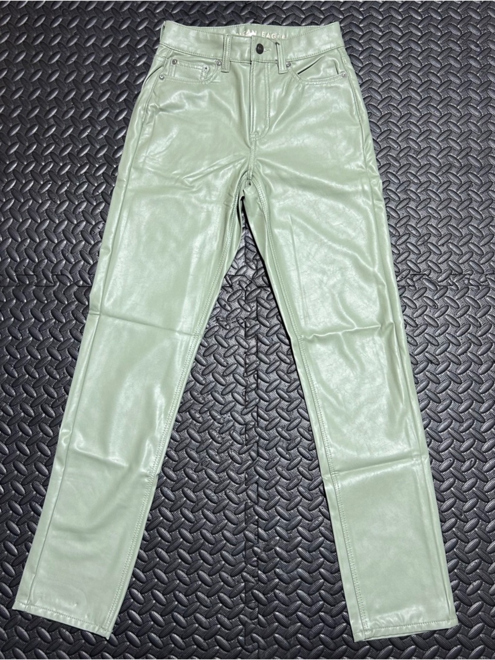 American Eagle Pants Vegan Leather Super High Rise Straight Stretch Size 000 NEW